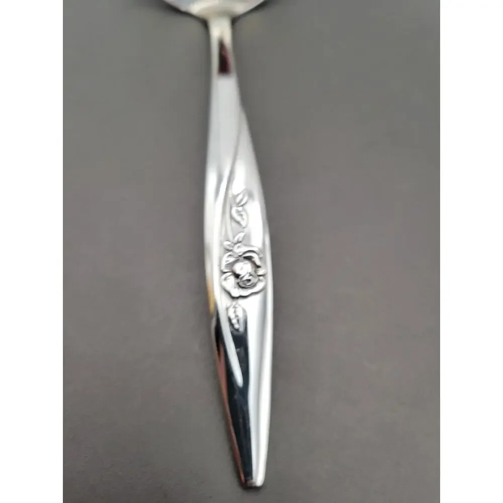 Oneida OUR ROSE Forever Rose Stainless Glossy Flatware Floral Gravy Ladle